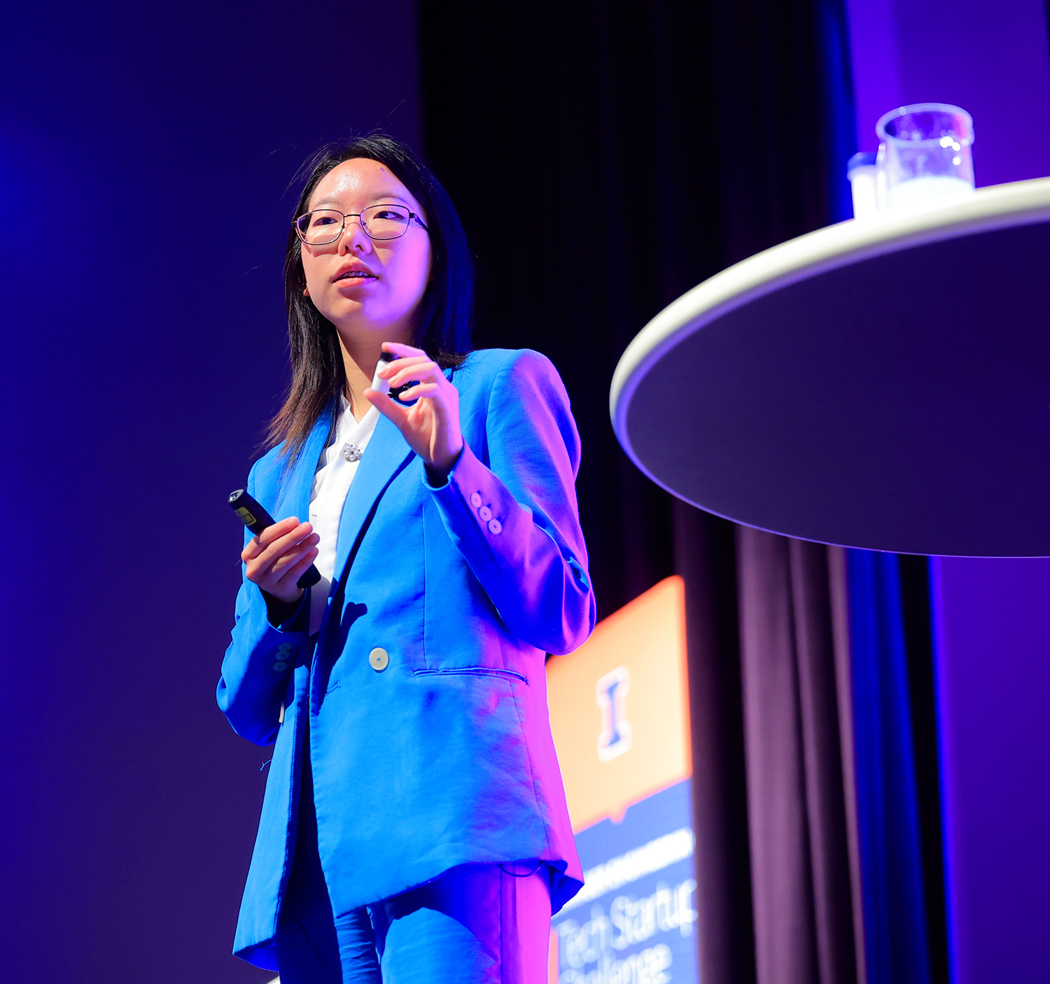 Xatoms team member pitching at Grainger Engineering Tech Startup Challenge in Chicago
