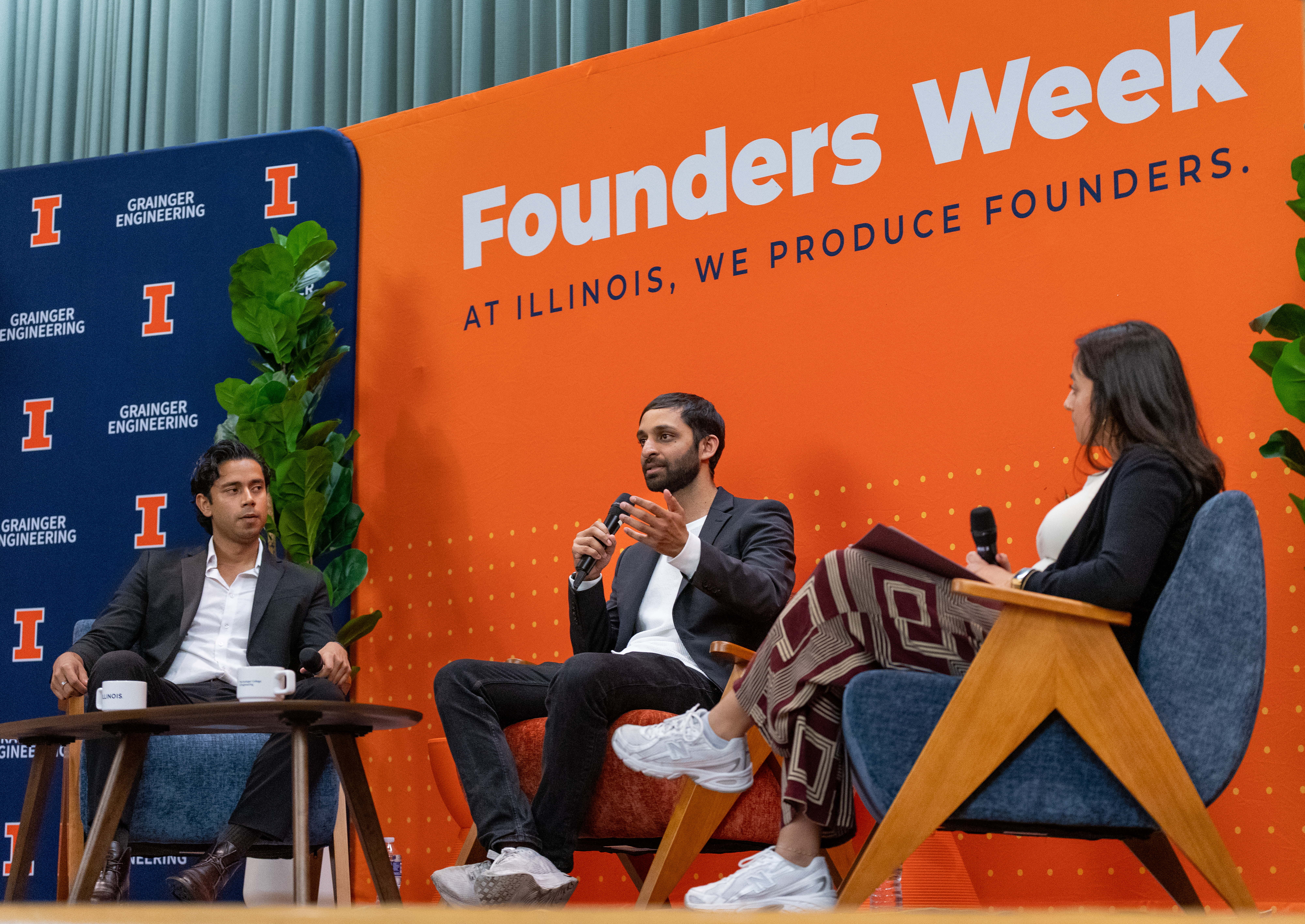 The Founders Week panel: L-R Arpit Dwivedi, Arnav Mishra and Vidhi Chavda